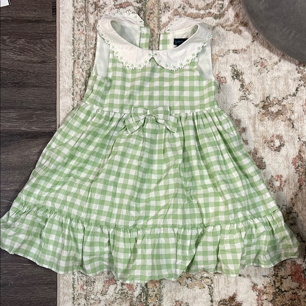 Green Checkered Kids Dress